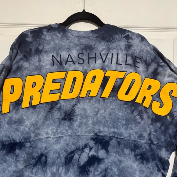 Nashville Predators Fanatics Women's Navy Tie -Dye Long Sleeve T-Shirt Sz Large - Picture 3 of 6